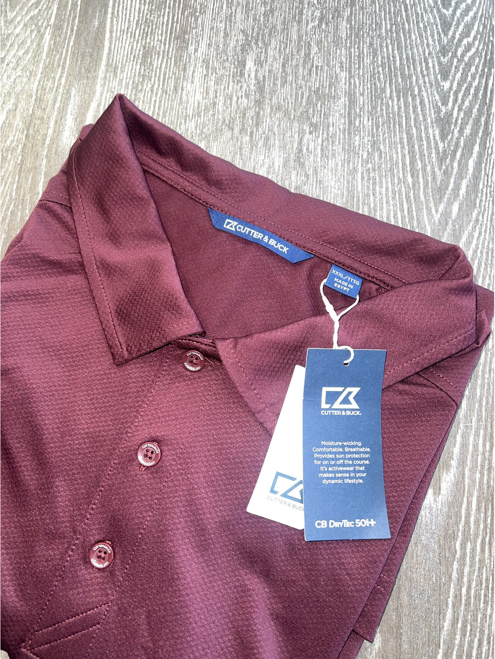 Cutter & Buck Men's Maroon Polo Shirt XXL CB DryTec 50+